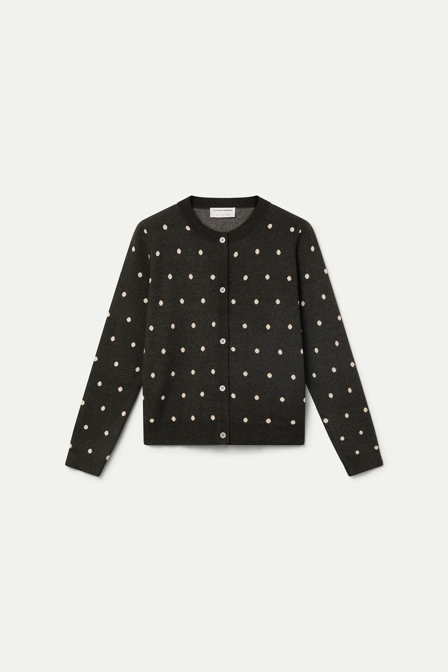 Cardigan verde a pois bianchi piccoli