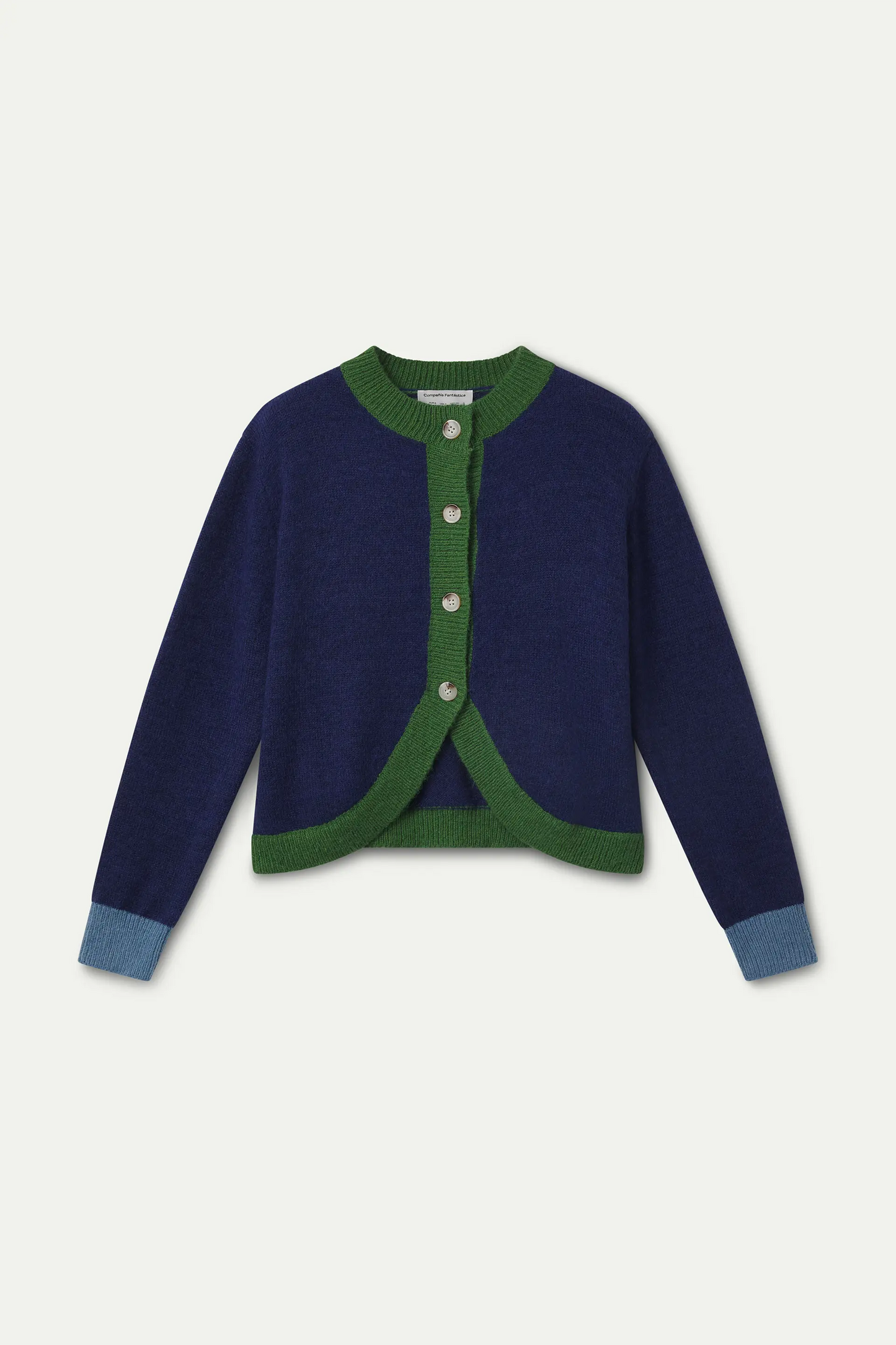 Cárdigan punto bicolor azul y verde
