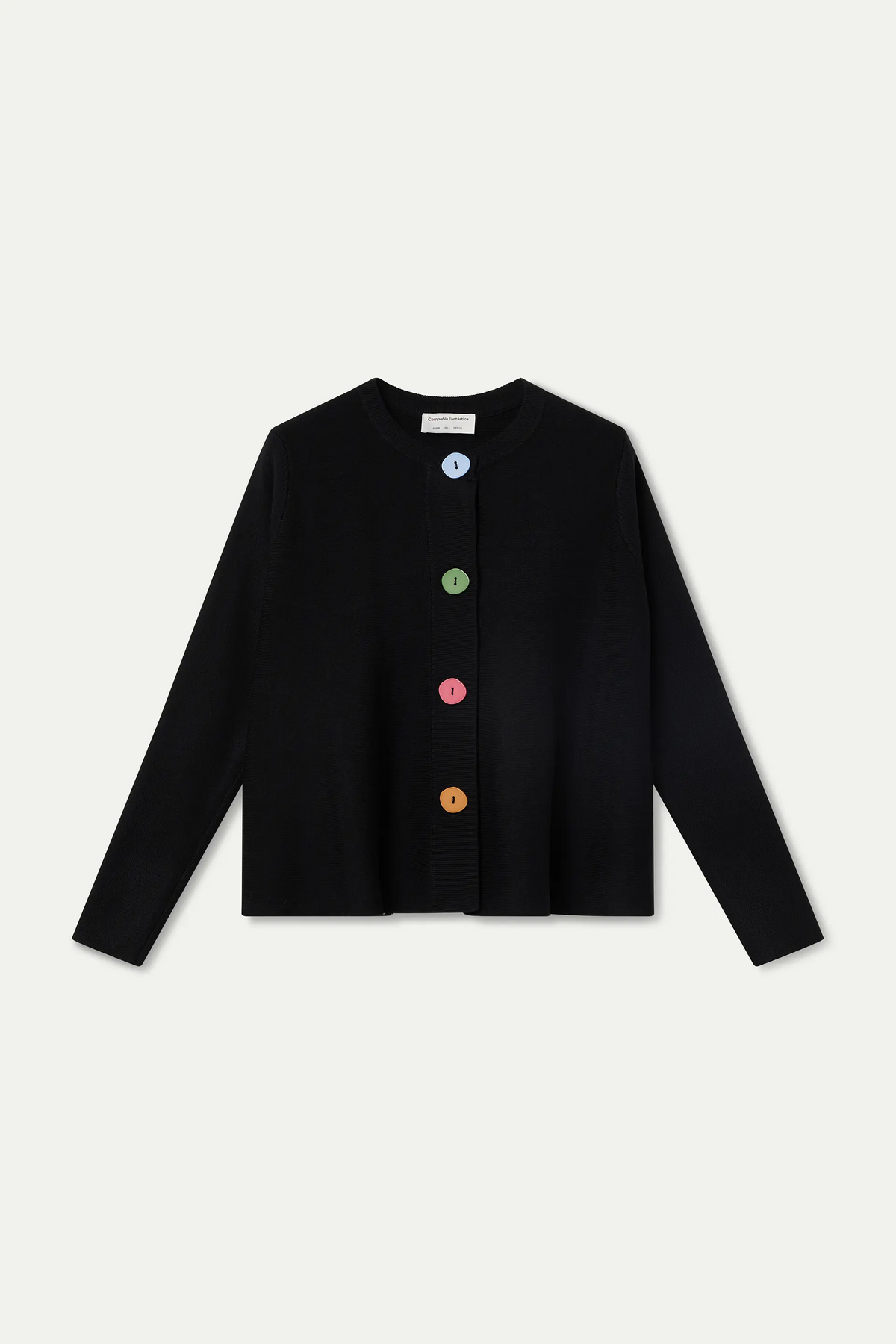 Cárdigan negro con botones grandes multicolor