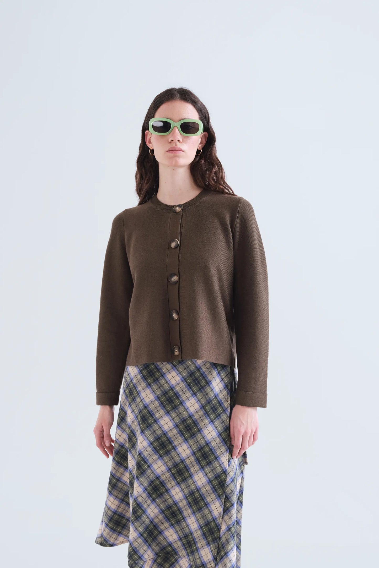 Cardigan basico verde scuro