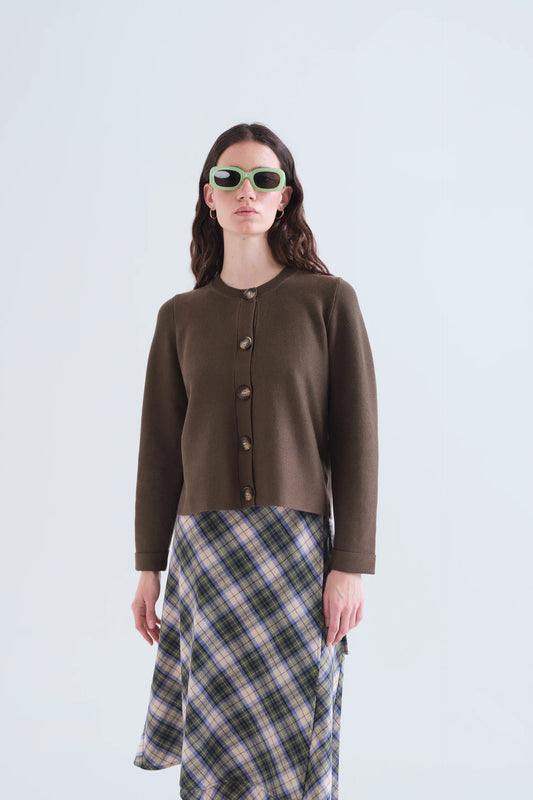 Cardigan basico verde scuro