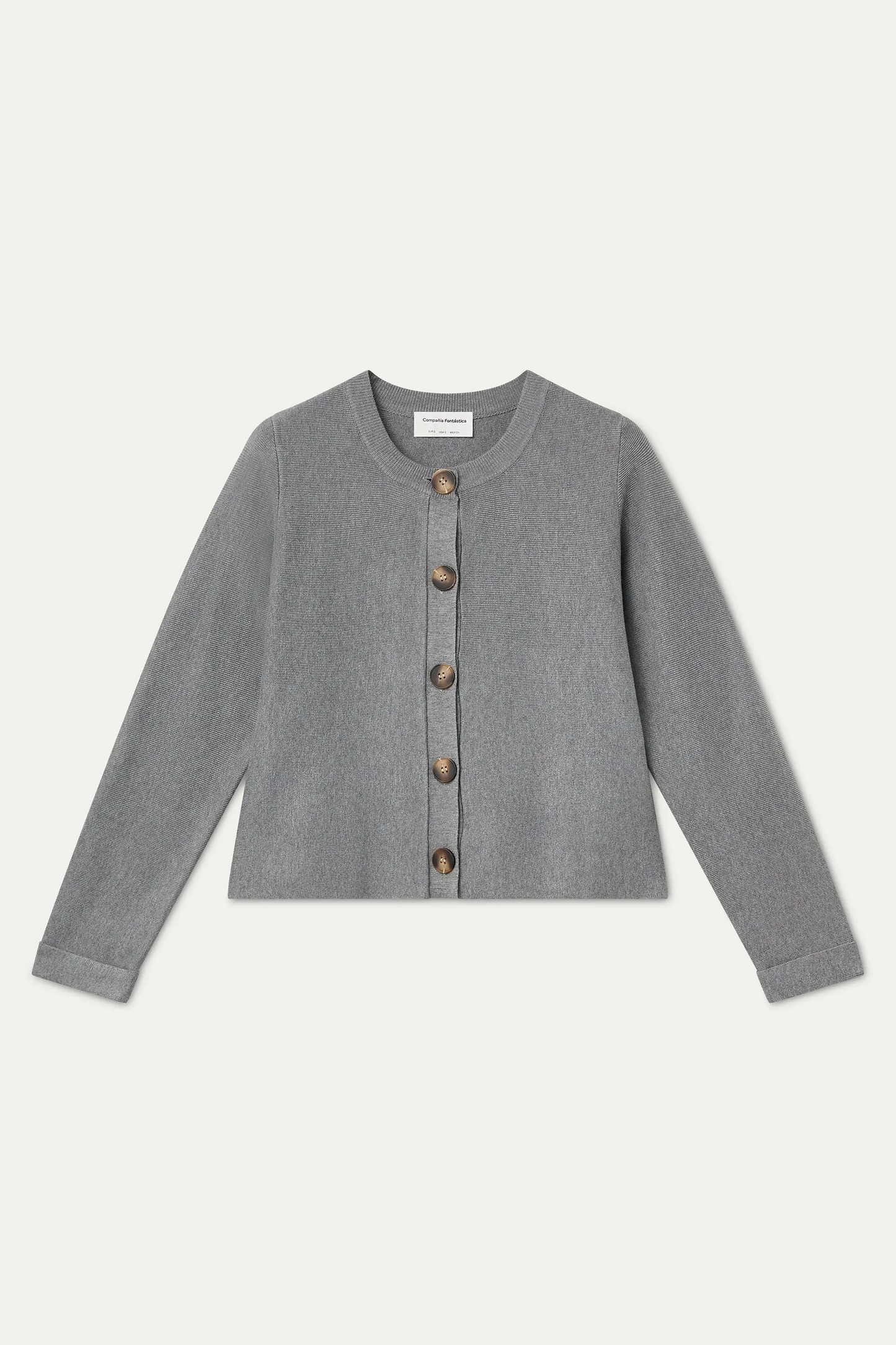 Cardigan grigio con bottoni bicolore
