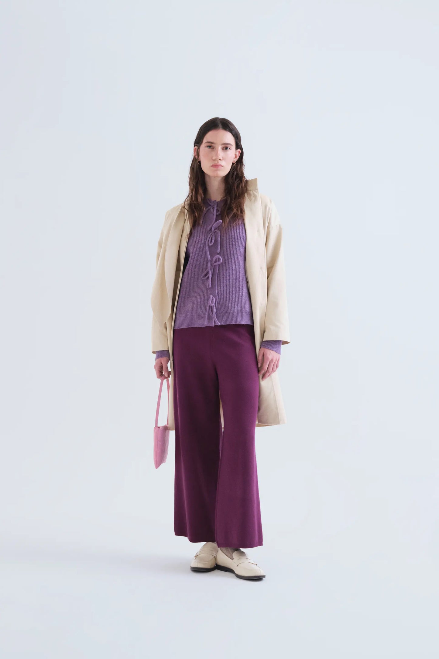 Aubergine basic knit trousers