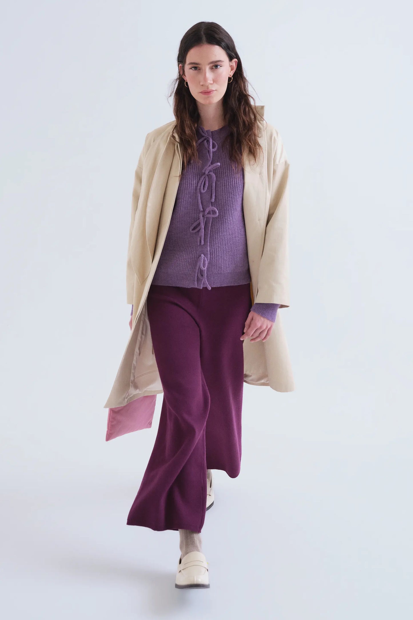 Aubergine basic knit trousers