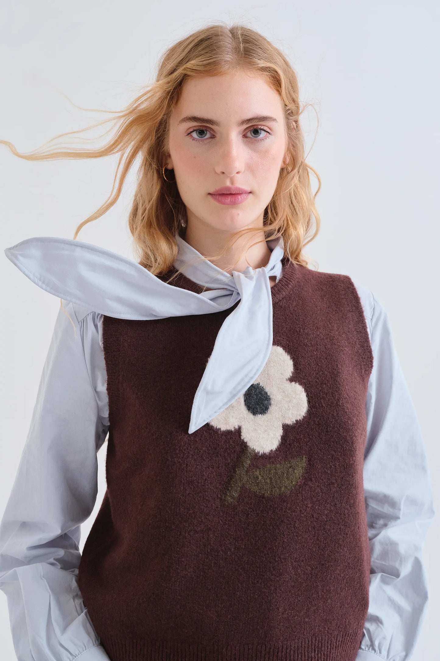 Chaleco de punto con estampado Big Flower