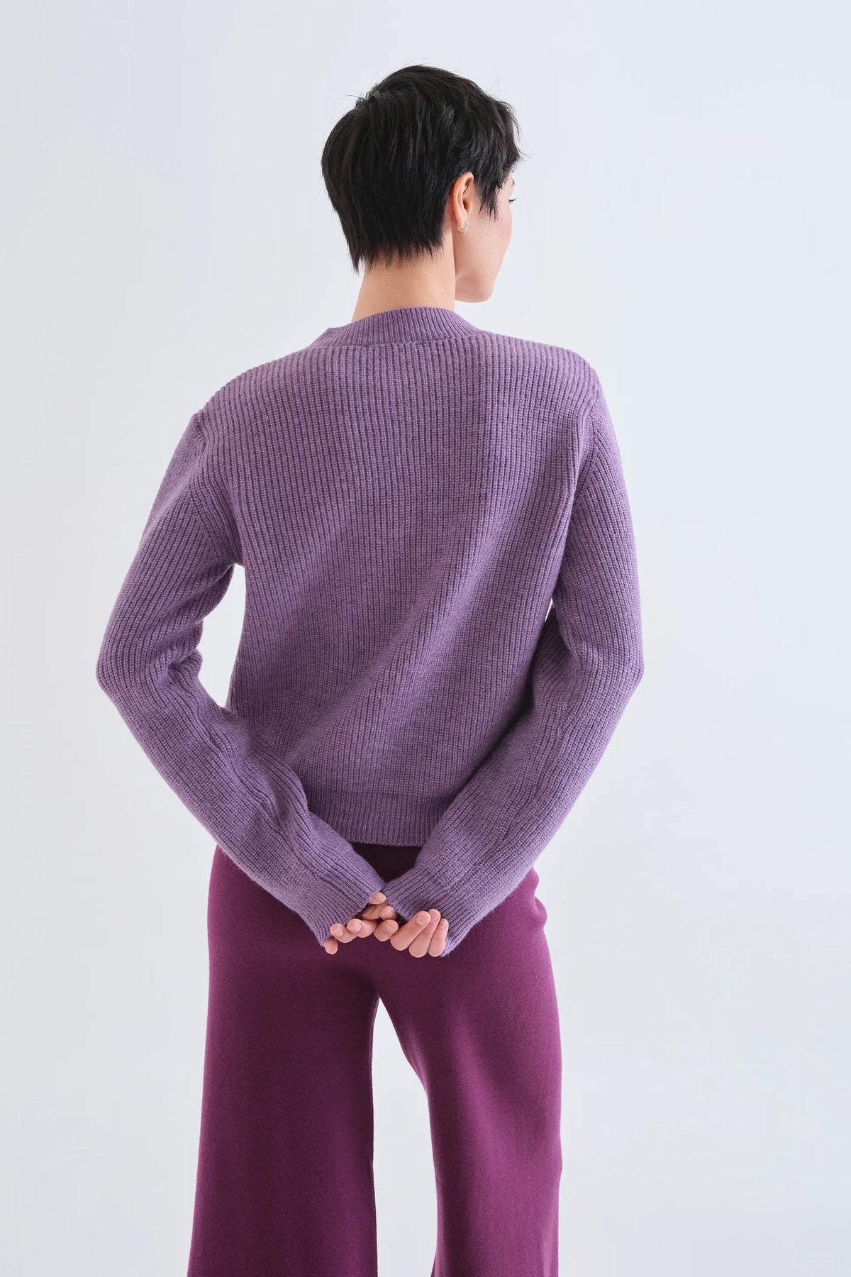Cárdigan punto con lazos morado
