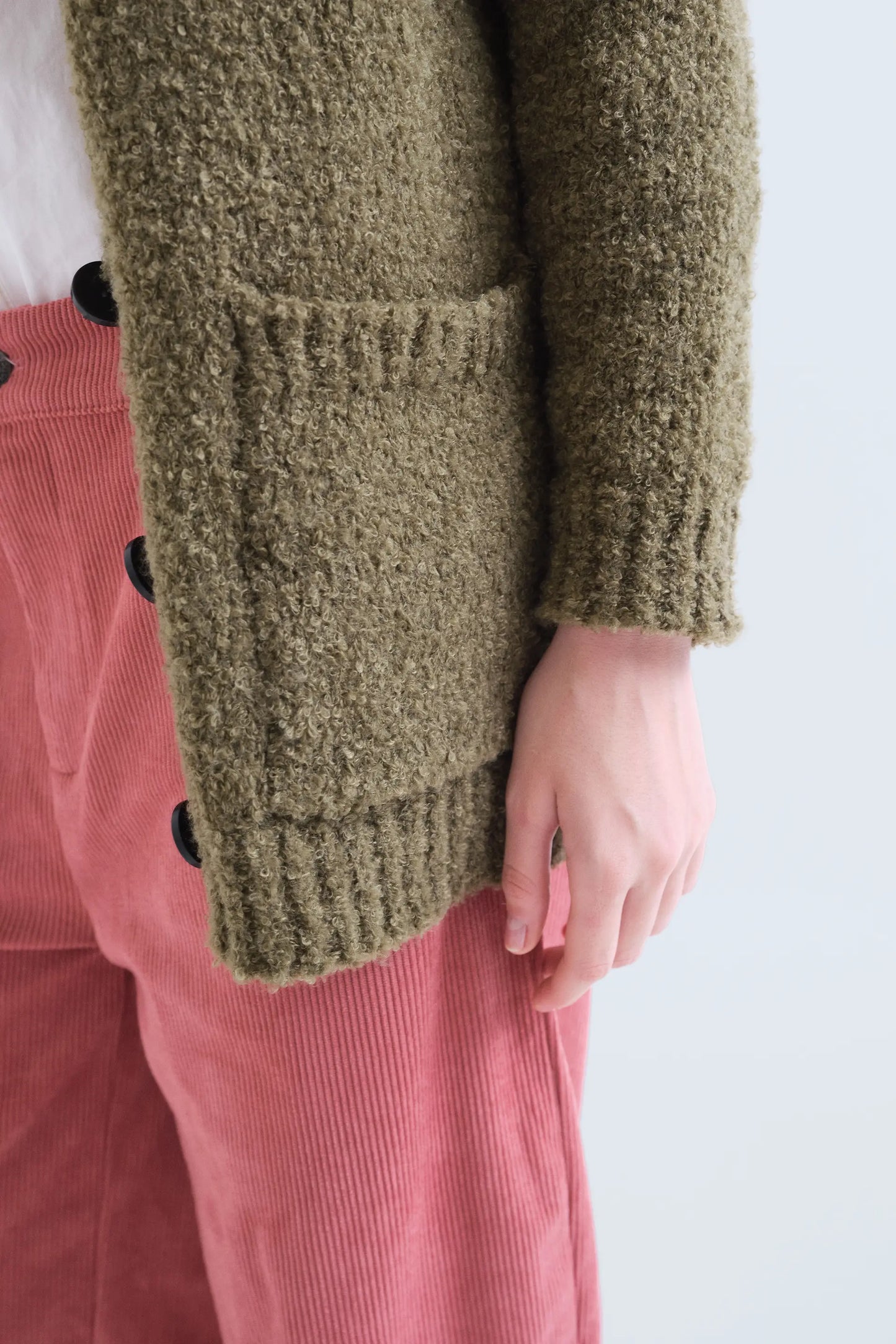 Cardigan a maglia verde oliva