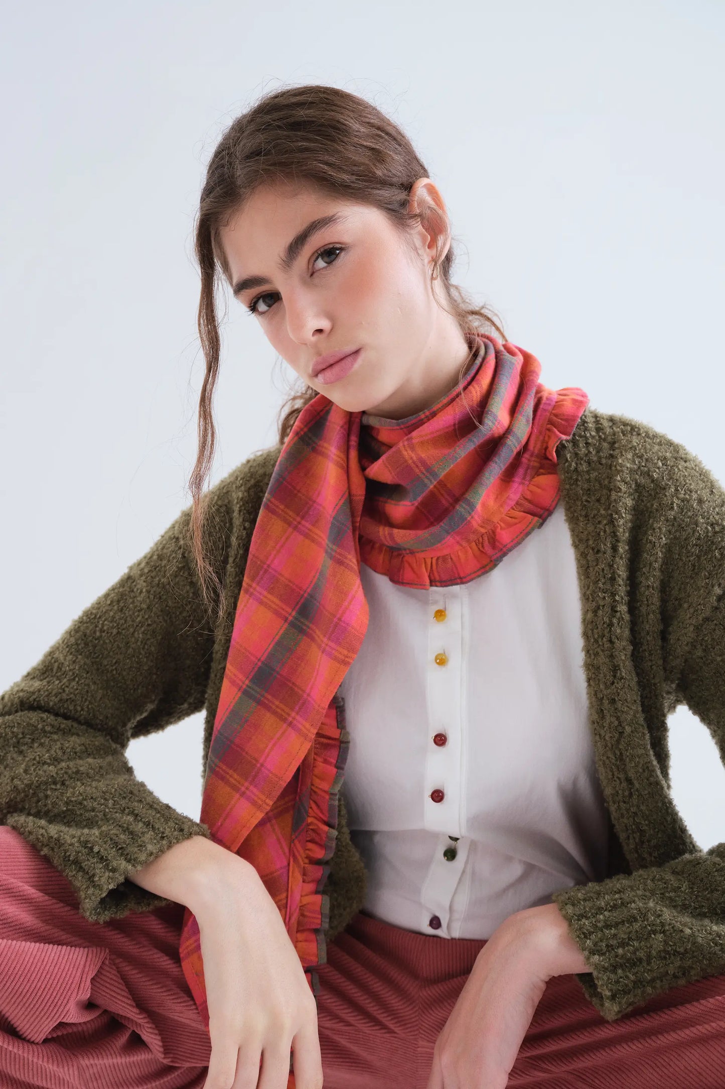 Cardigan a maglia verde oliva