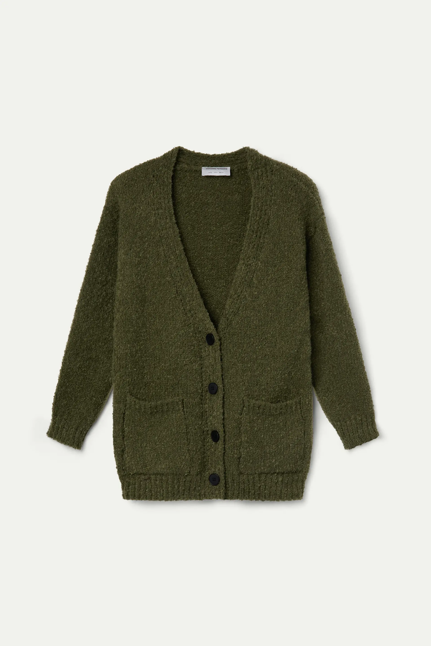 Cardigan a maglia verde oliva