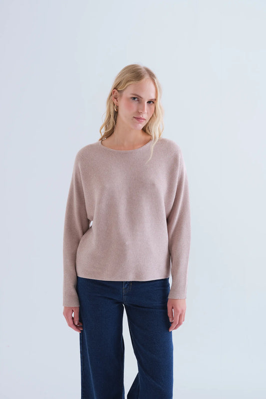 Beige striped knit jumper