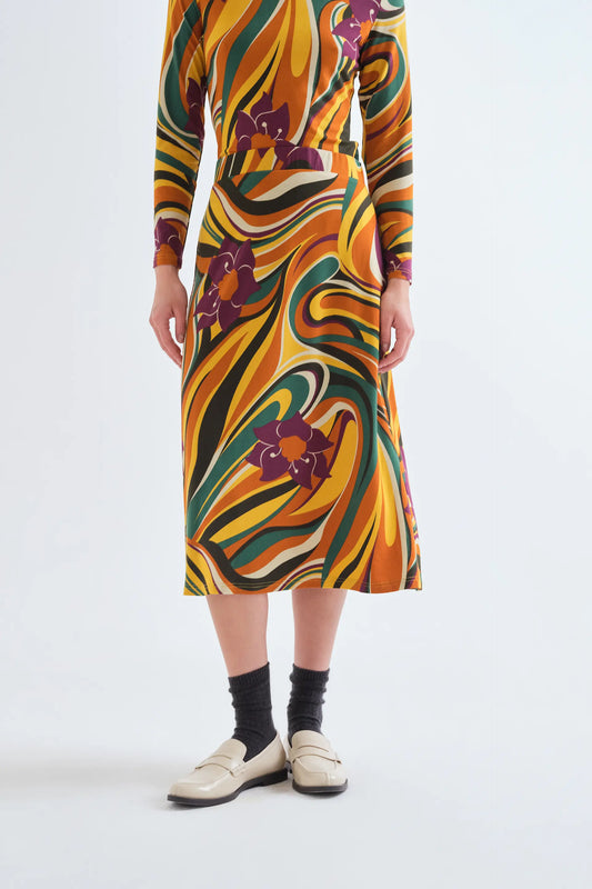 Falda midi con estampado Rivera
