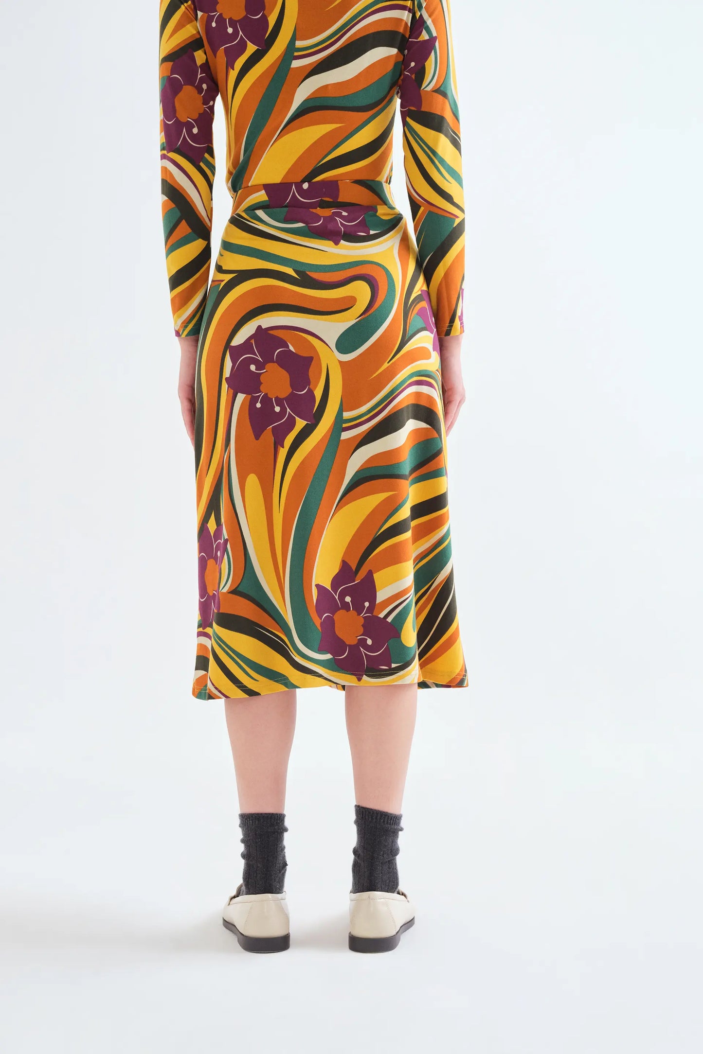 Rivera print midi skirt