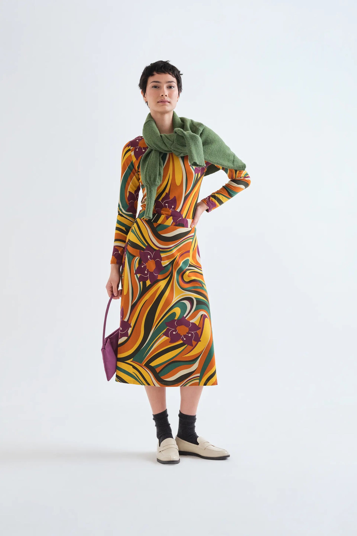 Rivera print midi skirt