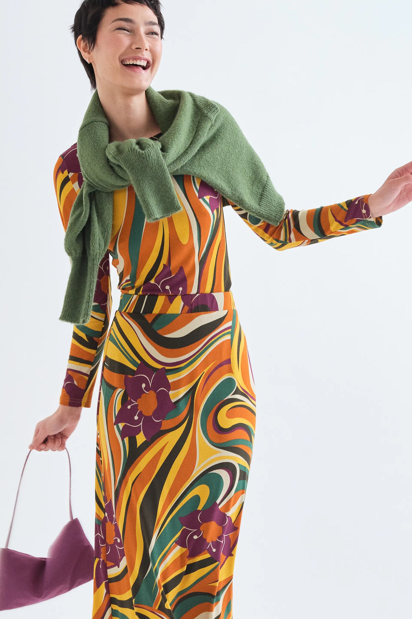 Rivera print midi skirt