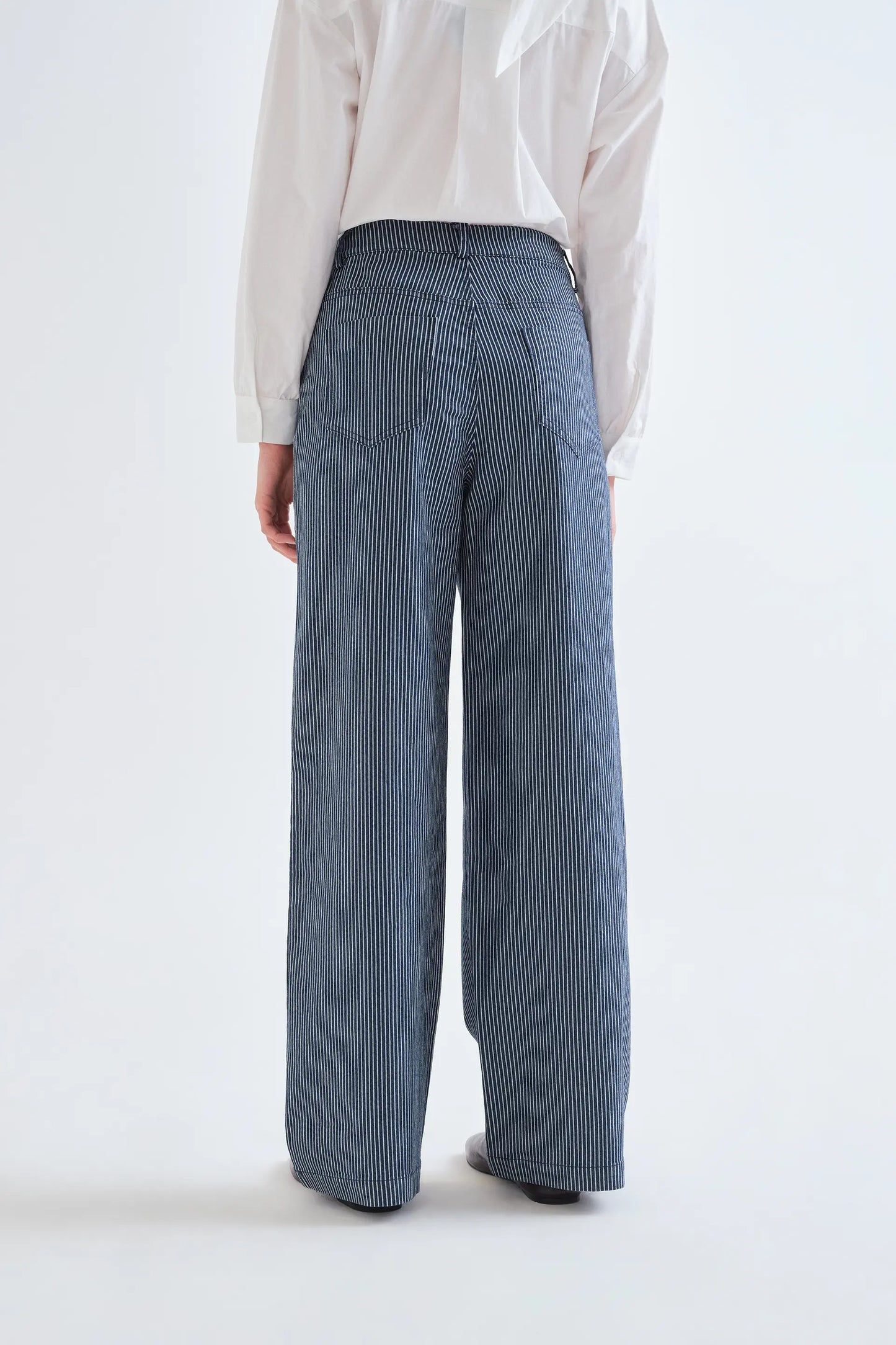 Blue and white striped jeans