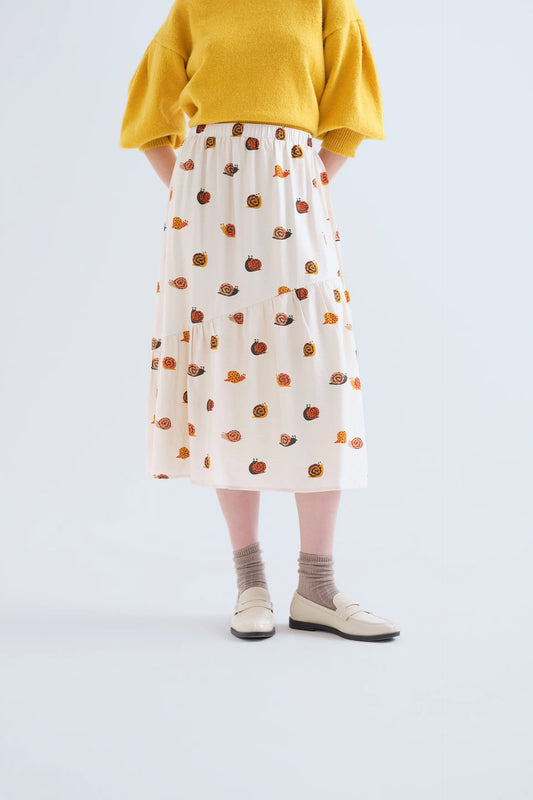 Falda midi con estampado de caracoles
