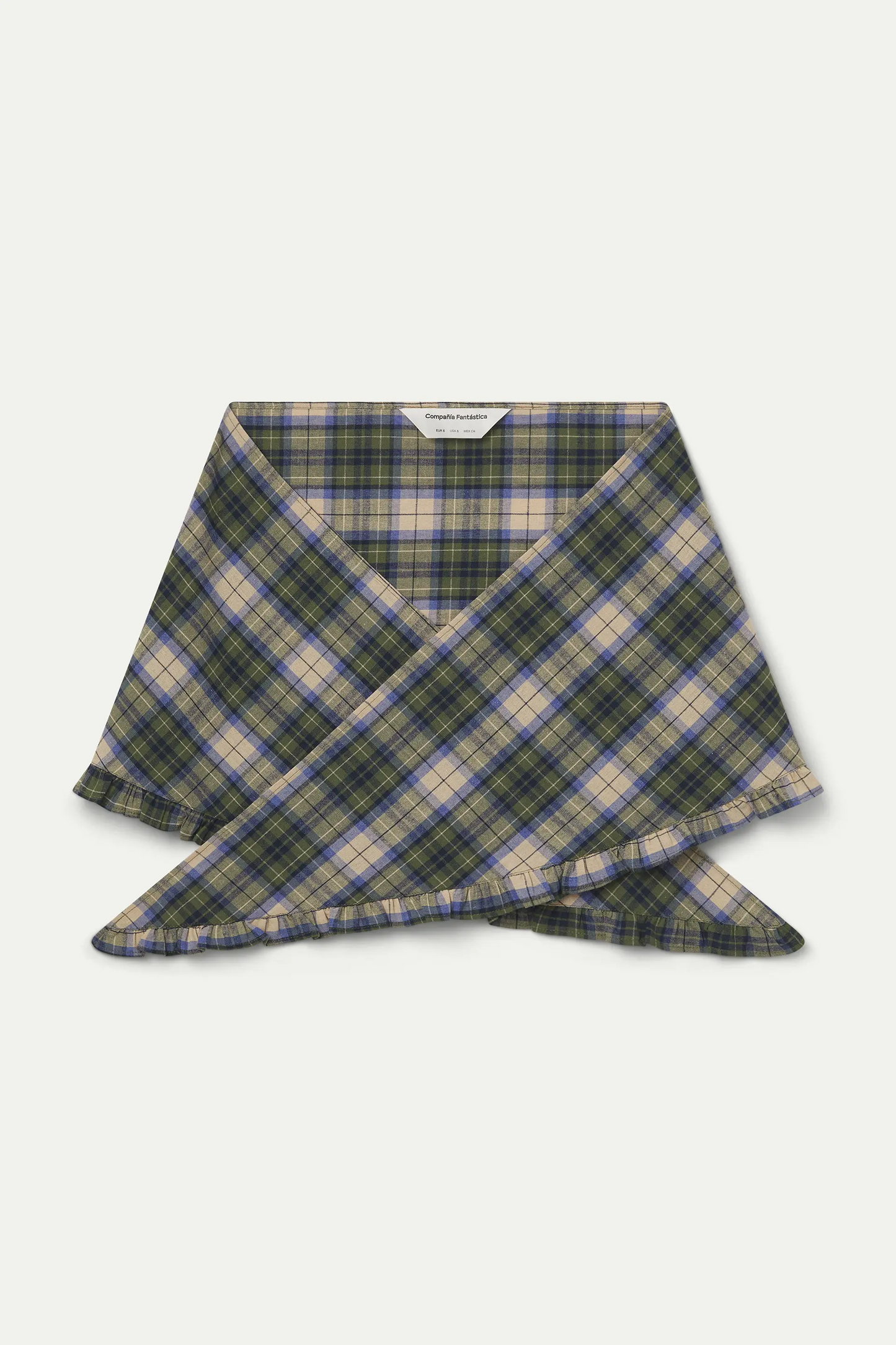 Bandana 100% algodón con estampado de cuadros verde