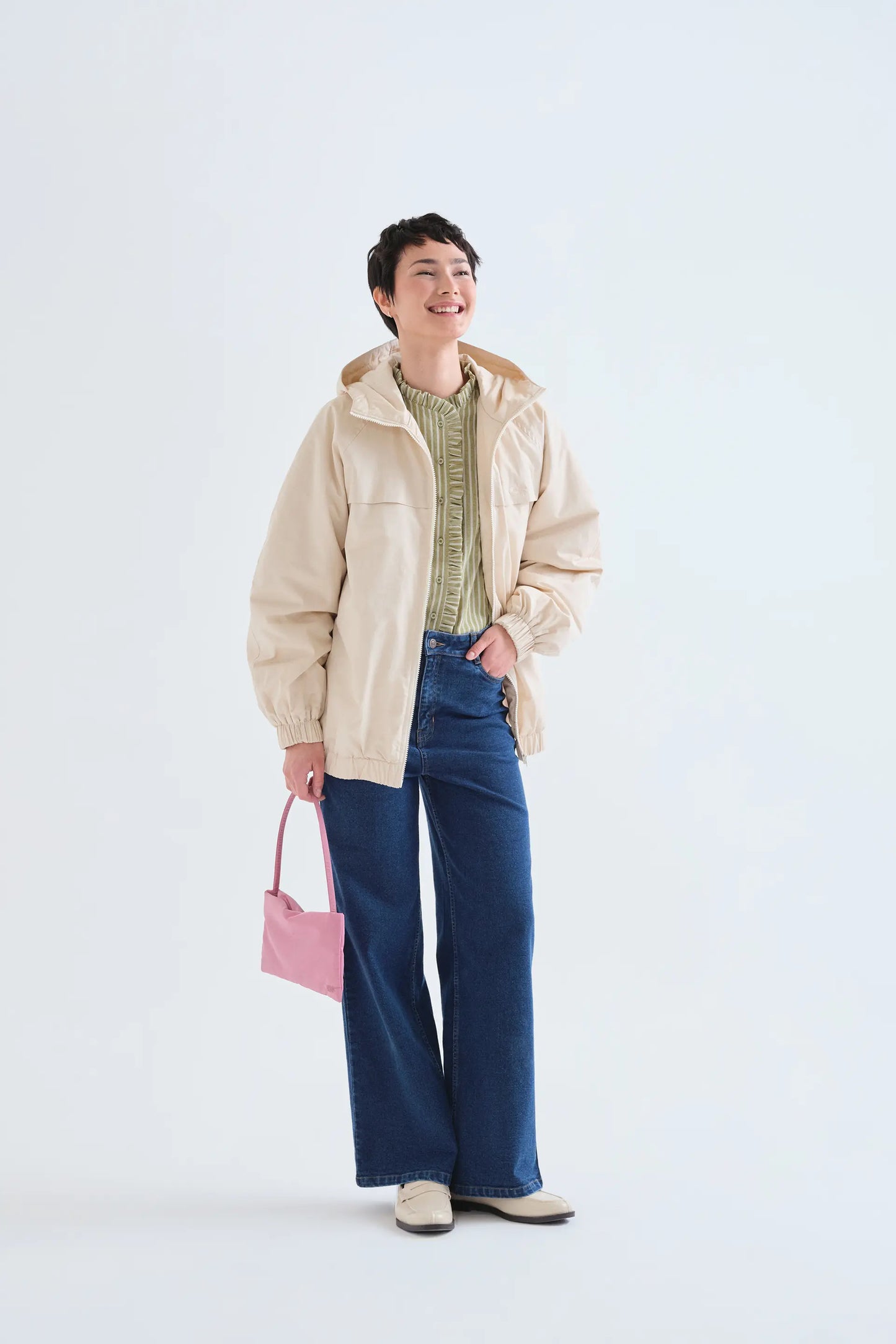 Chaqueta 100% algodón blanco crudo "CF"