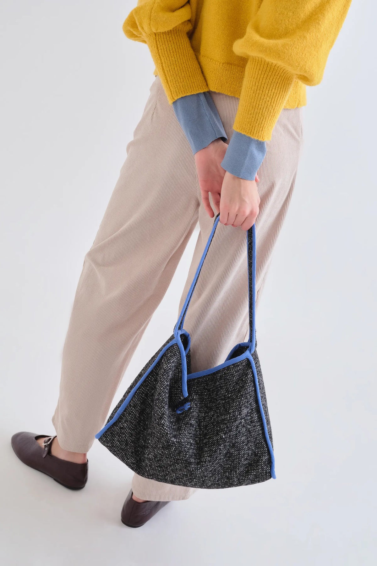 Bolso de hombro tweed negro