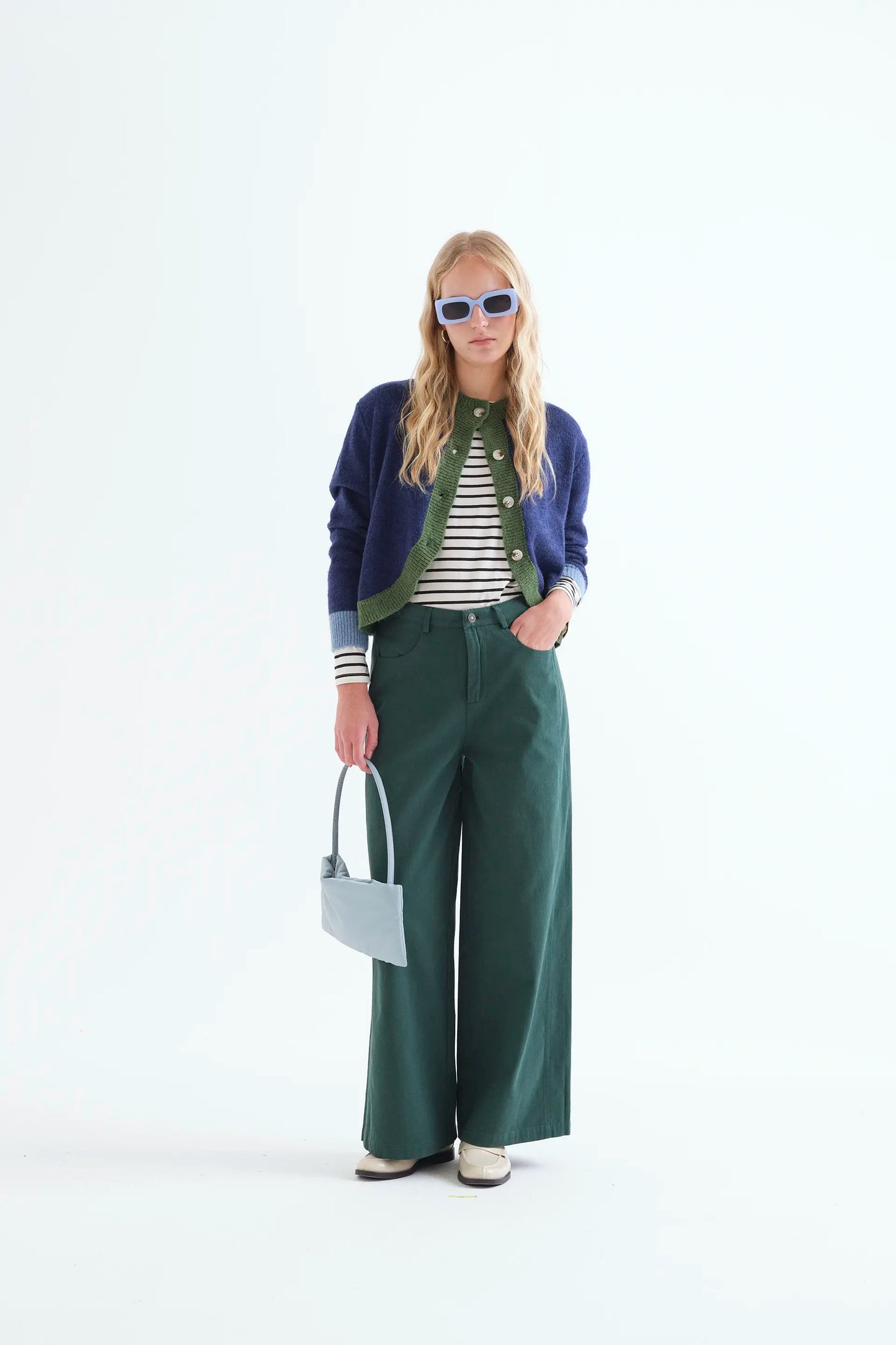 Pantalón vaquero 100% algodón verde petróleo