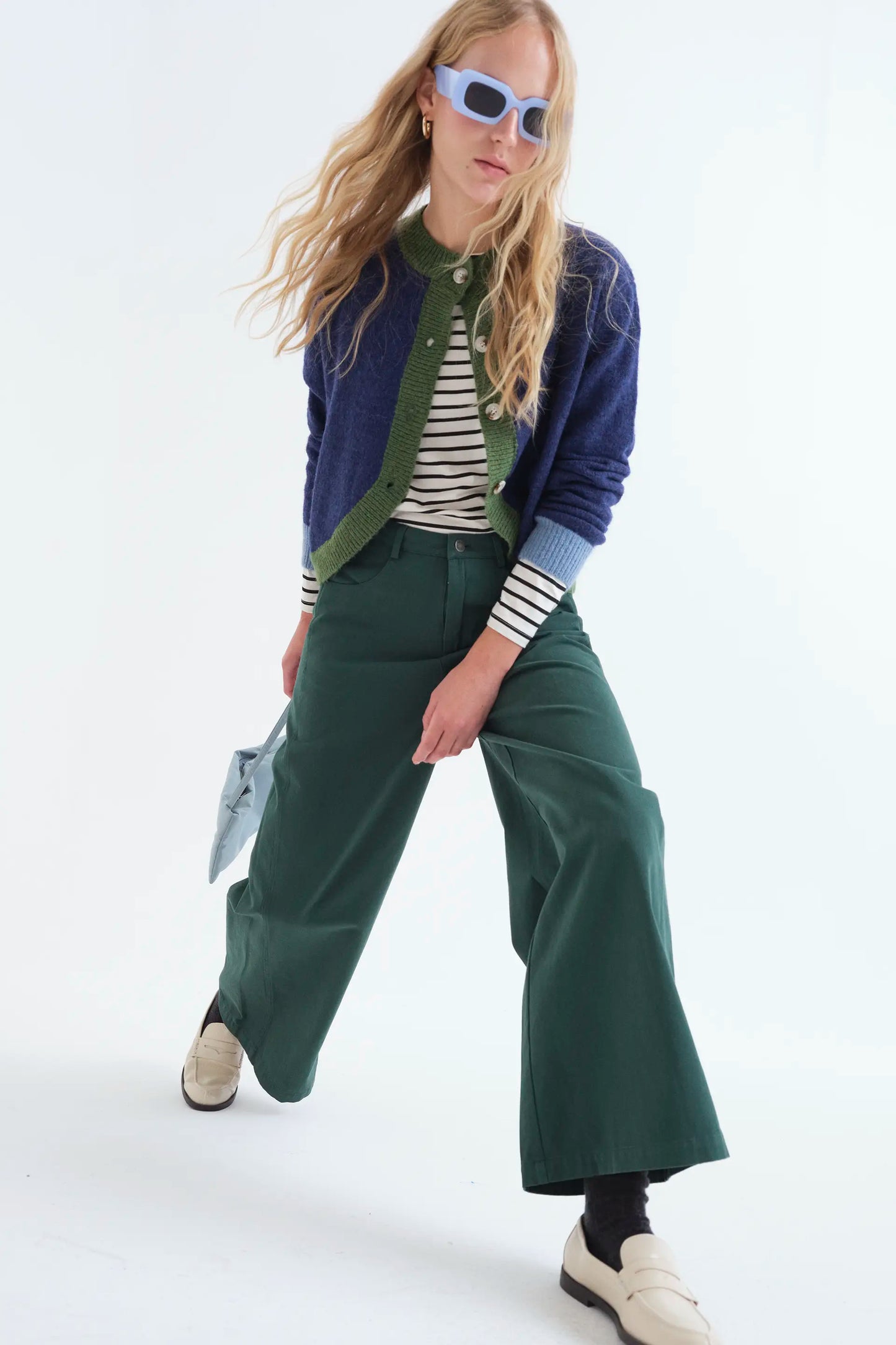 Pantalón vaquero 100% algodón verde petróleo