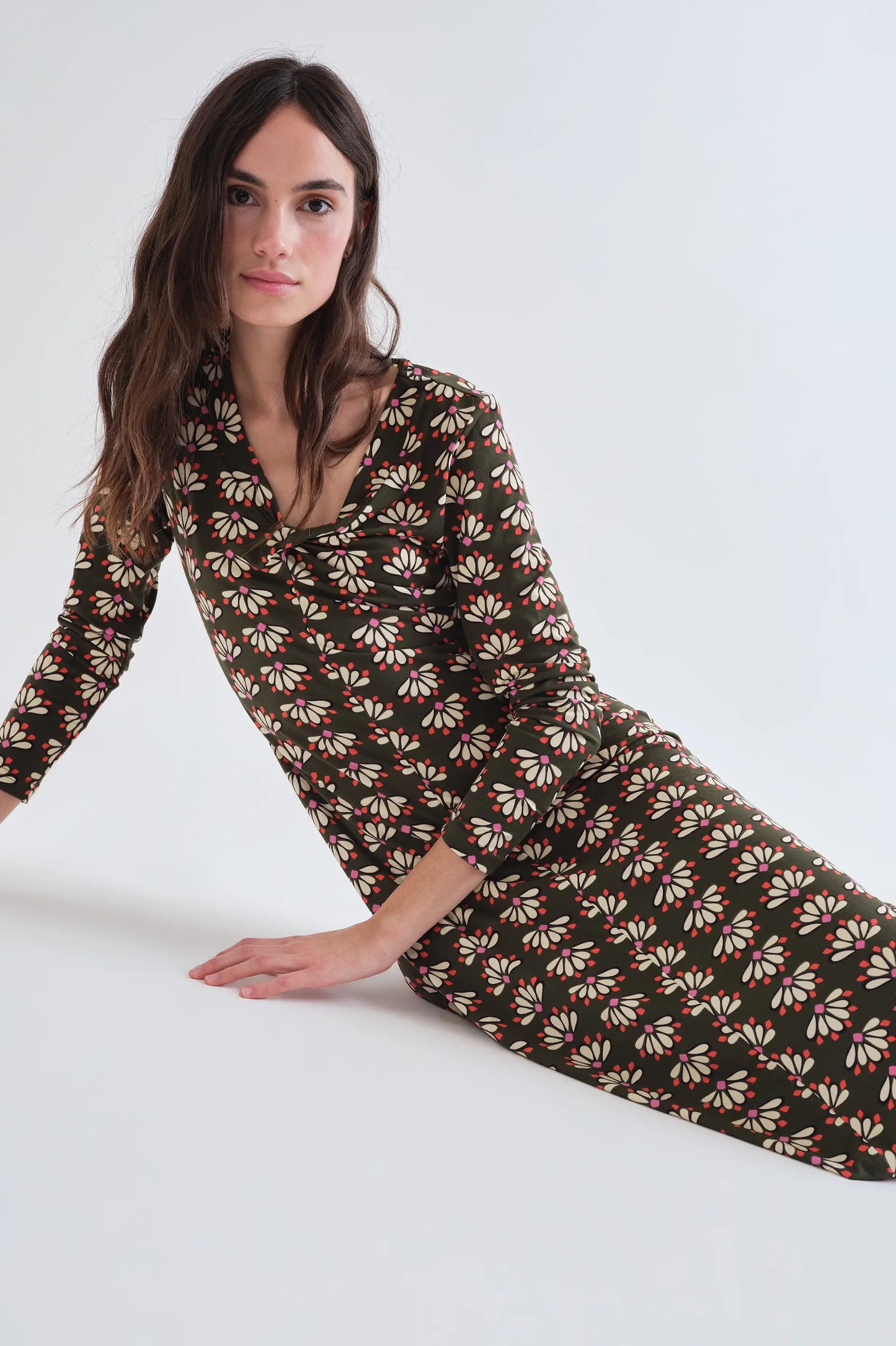 Vestido midi con estampado Geometry