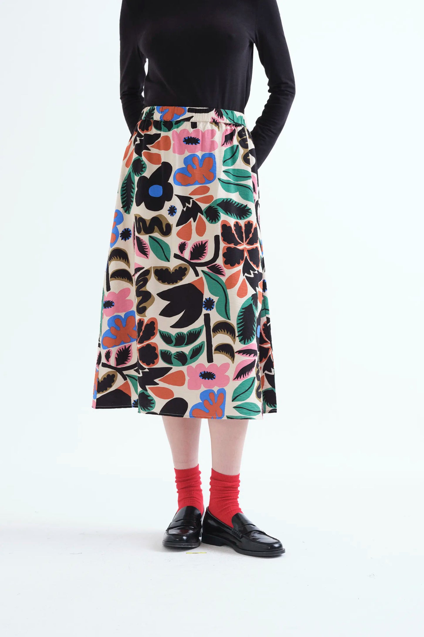 Falda midi con estampado Neo Garden