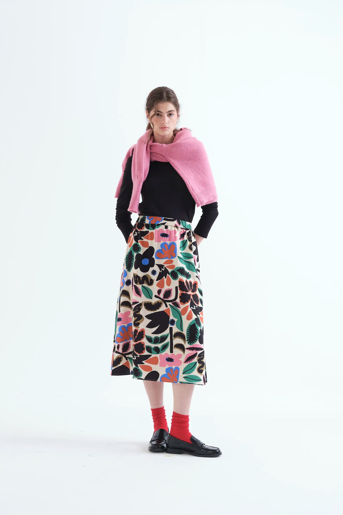 Falda midi con estampado Neo Garden