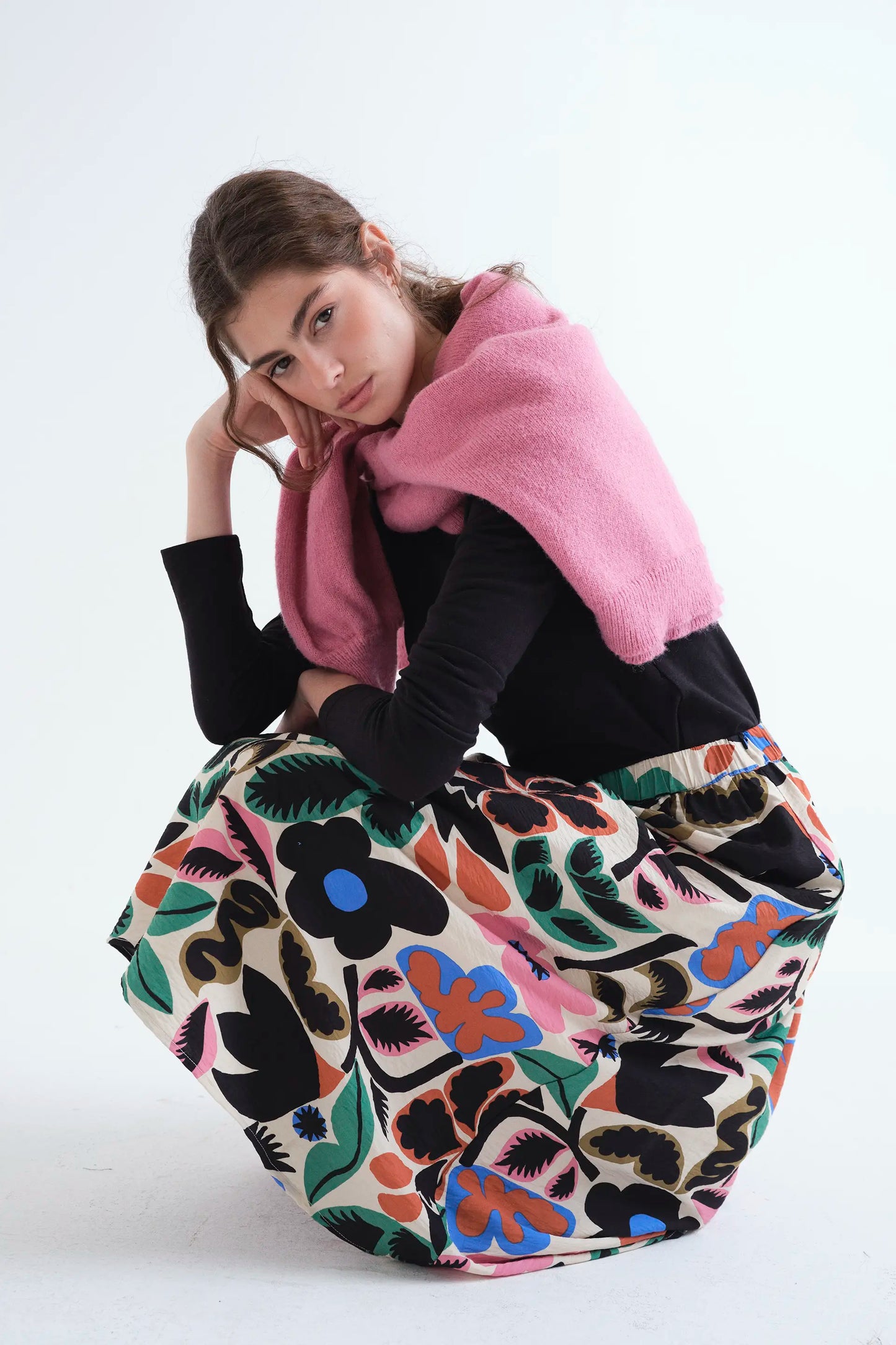 Falda midi con estampado Neo Garden