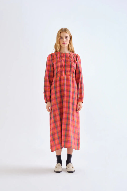 Vestido 100% algodón con estampado Pink Plaid