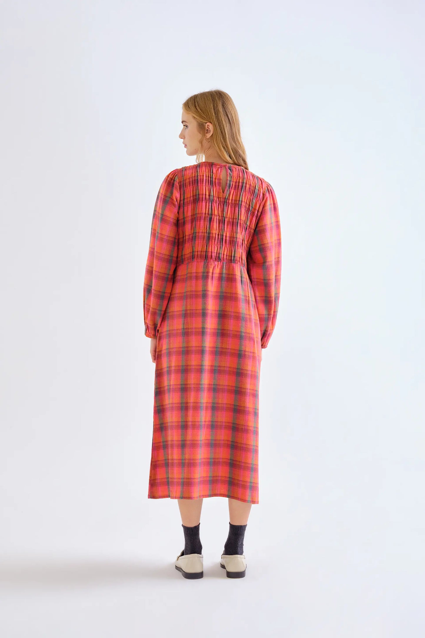 Vestido 100% algodón con estampado Pink Plaid