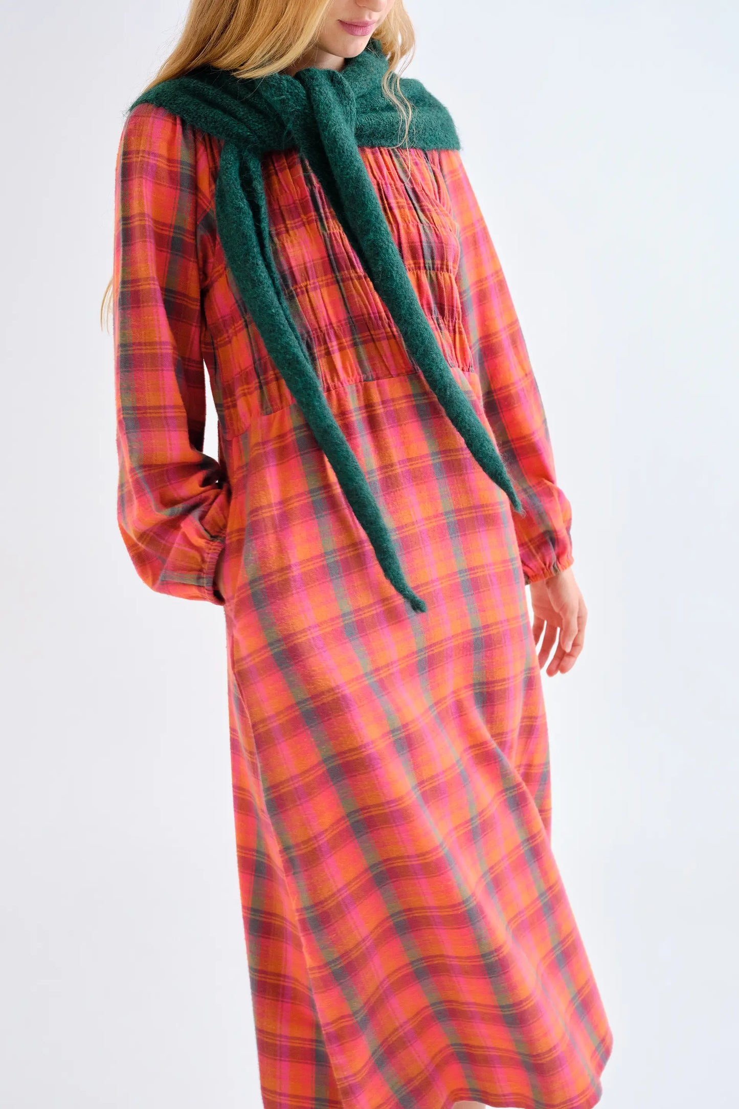 Vestido 100% algodón con estampado Pink Plaid