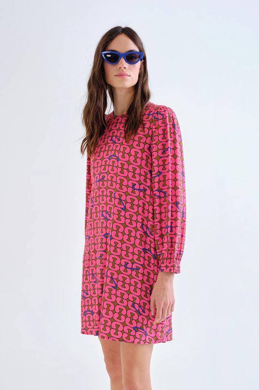 Short dress with Catena print