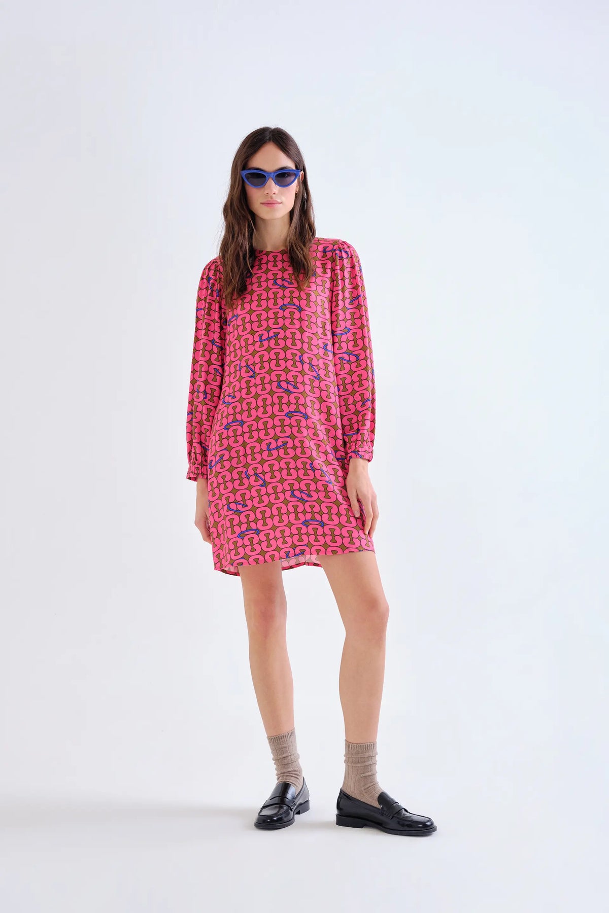 Short dress with Catena print