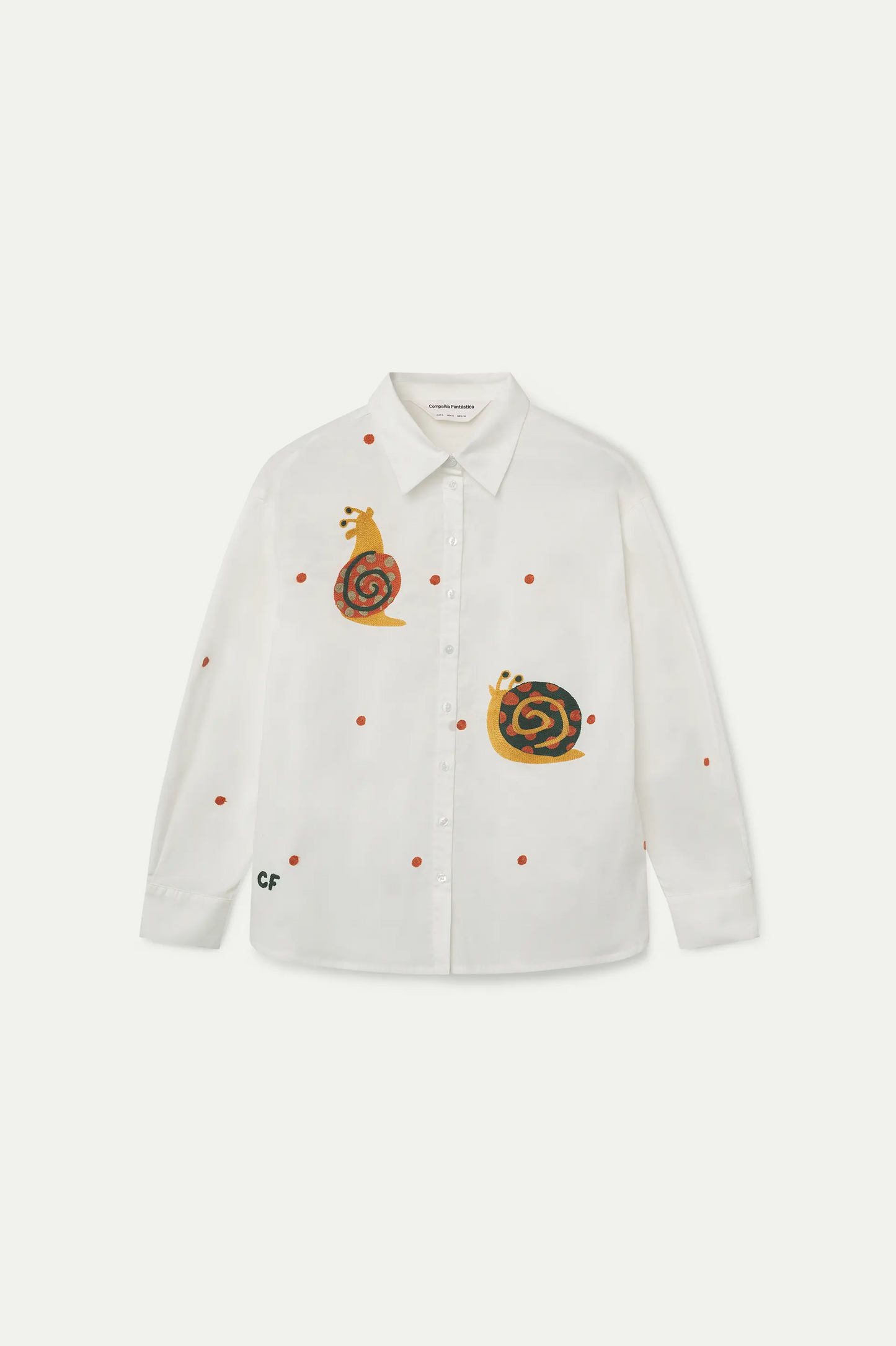 Camisa 100% algodón con bordado de caracoles