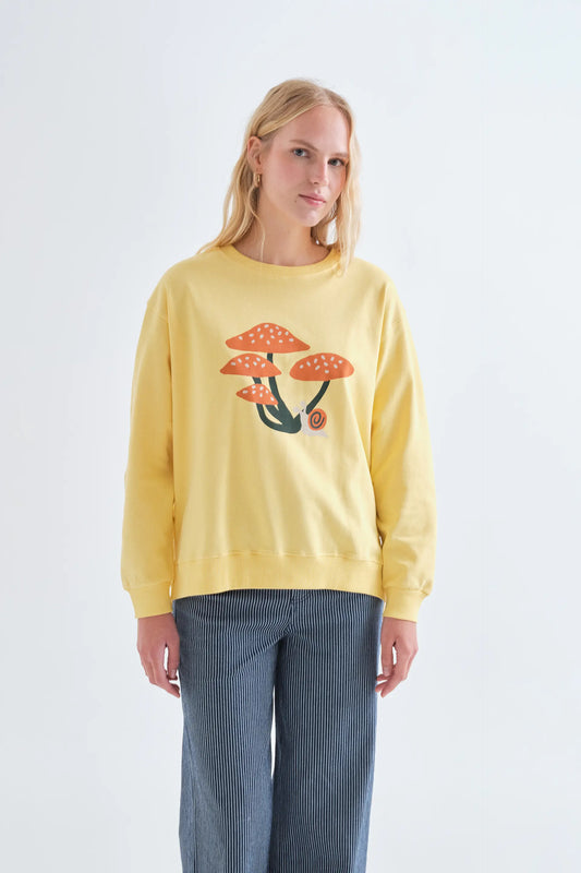 Camiseta 100% algodón amarillo con estampado de Setas