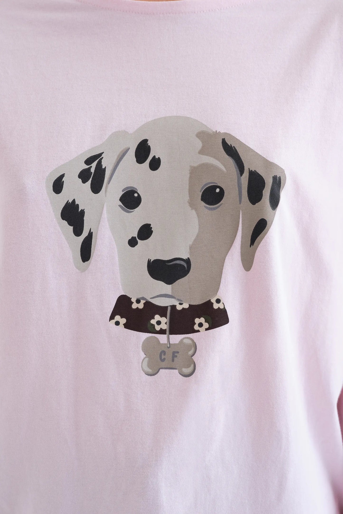 Camiseta 100% algodón rosa con estampado Dalmata