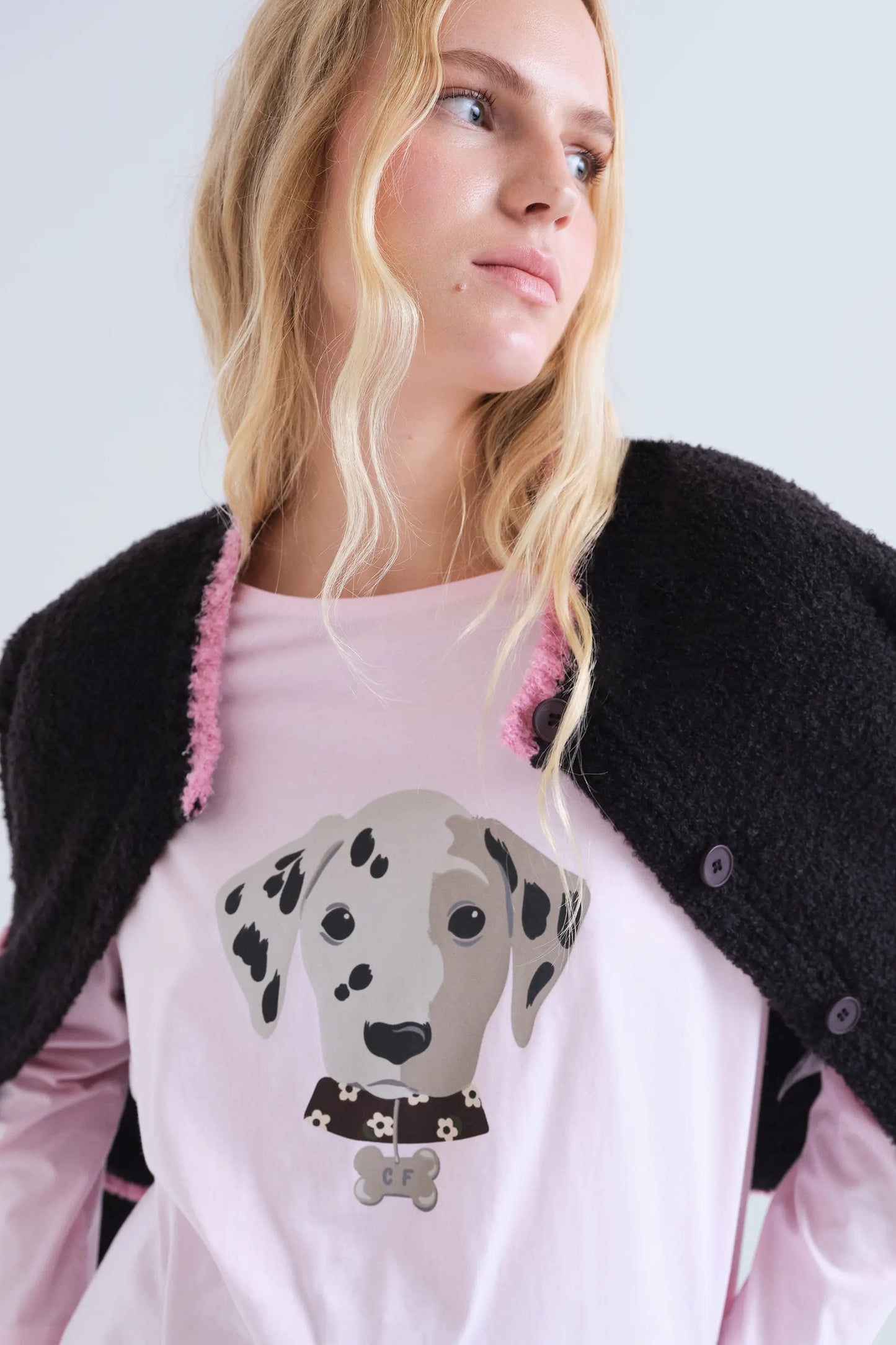 Camiseta 100% algodón rosa con estampado Dalmata