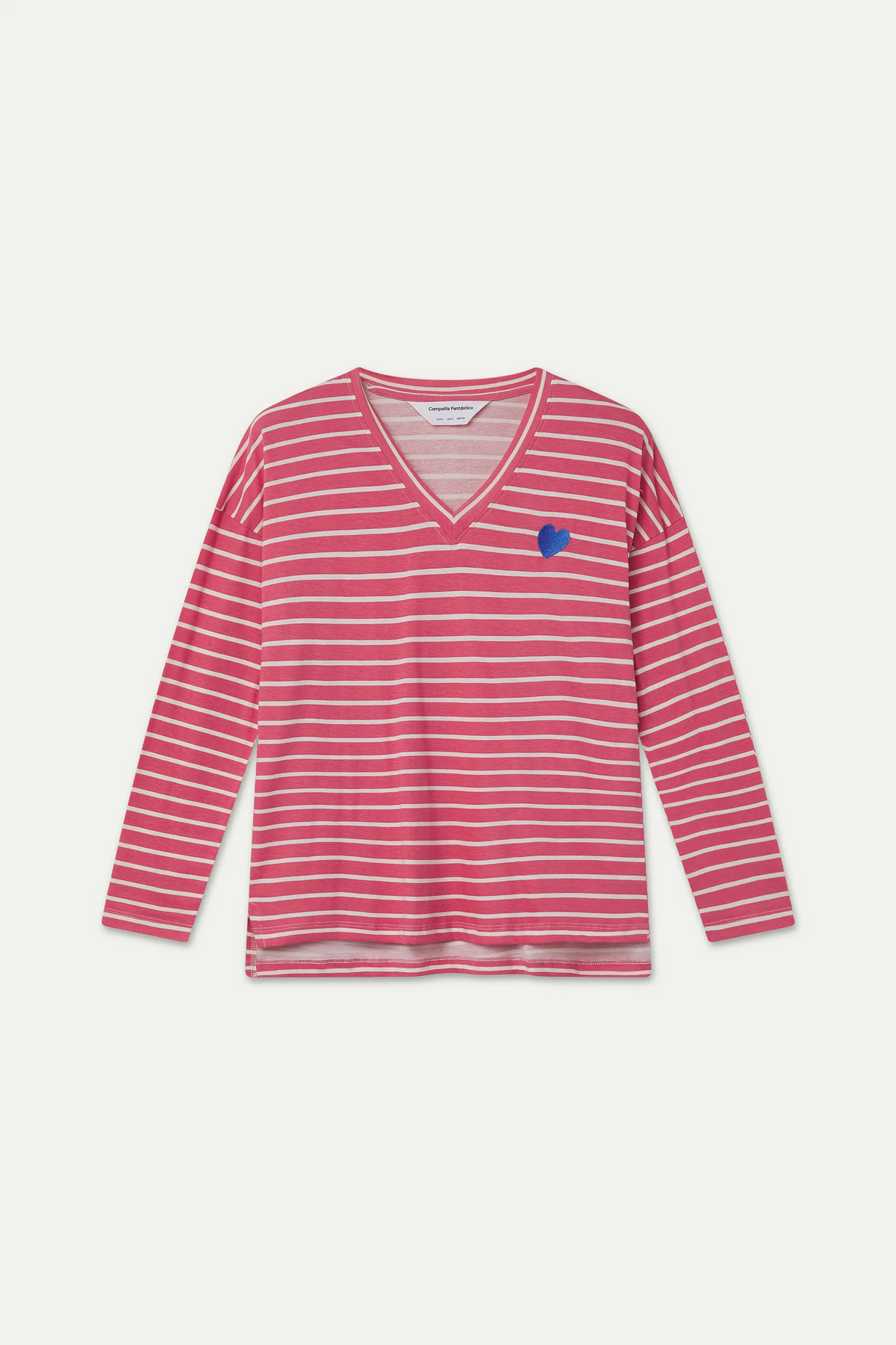 Camiseta 100% algodón con estampados de rayas rosa