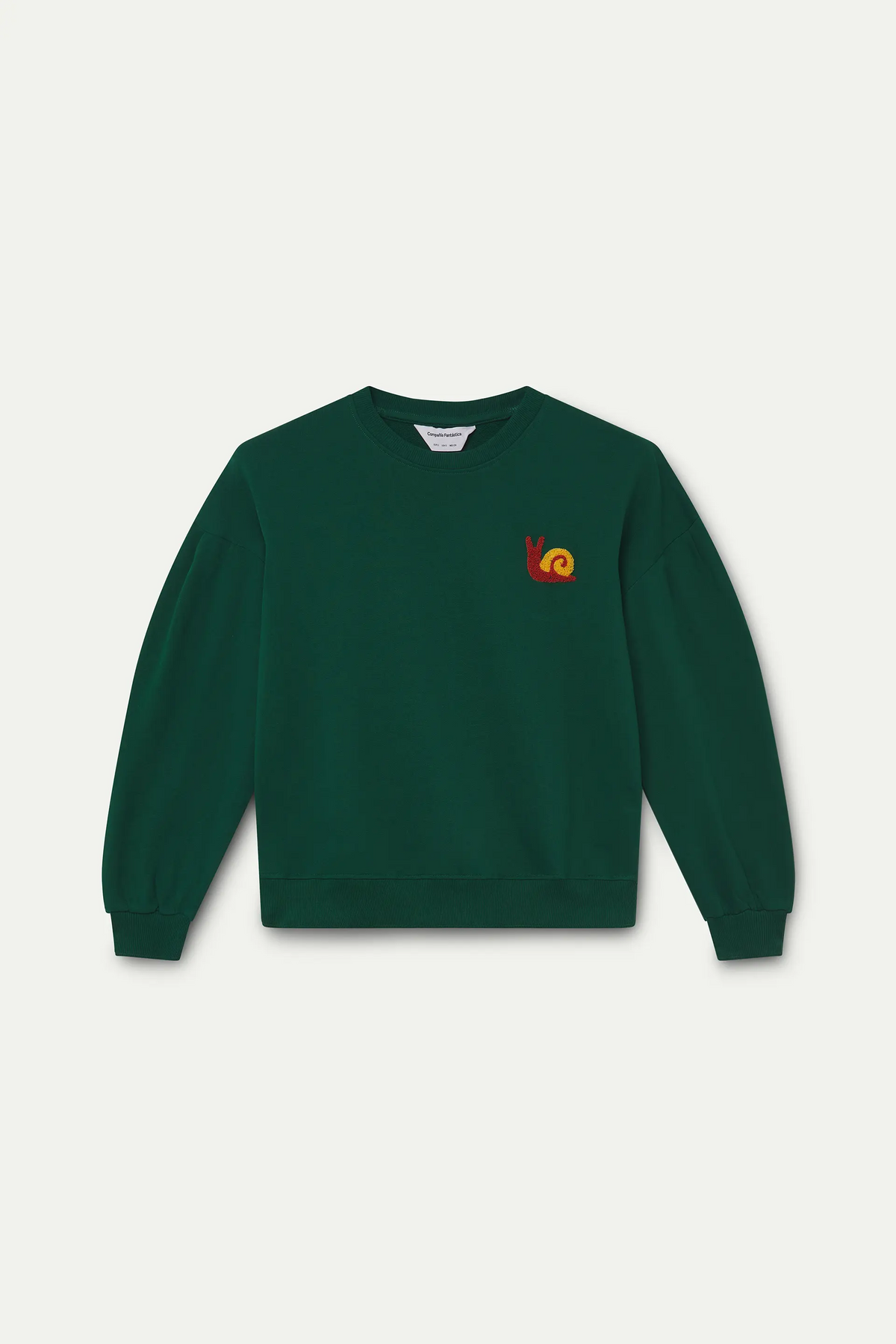 Sudadera 100% algodón verde con parche de caracol