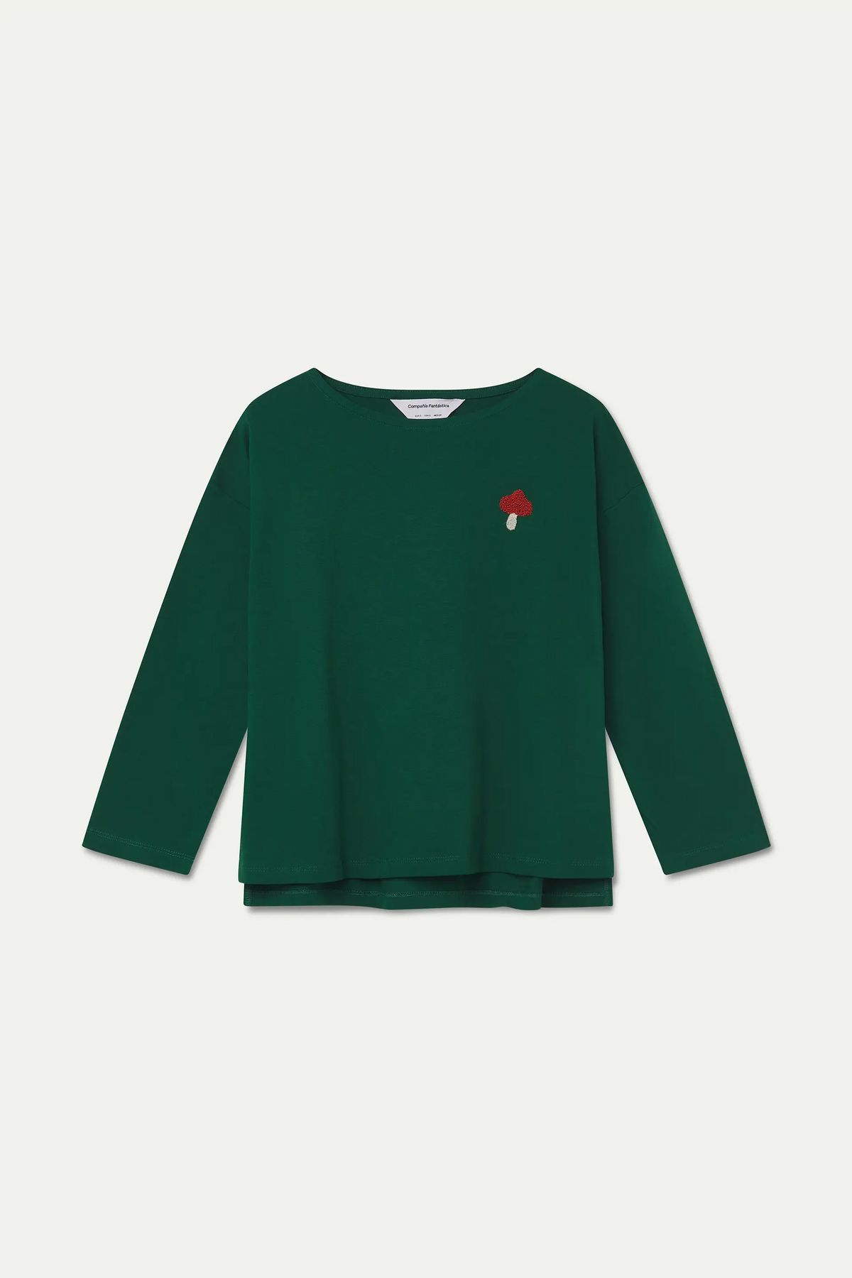 Camiseta 100% algodón verde con parche de hongo