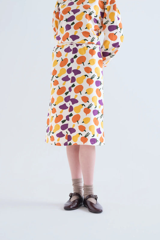 Falda midi con estampado de verduras