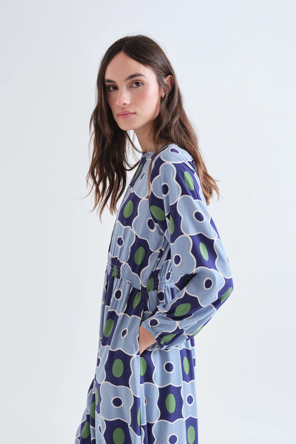 Inverness print midi dress