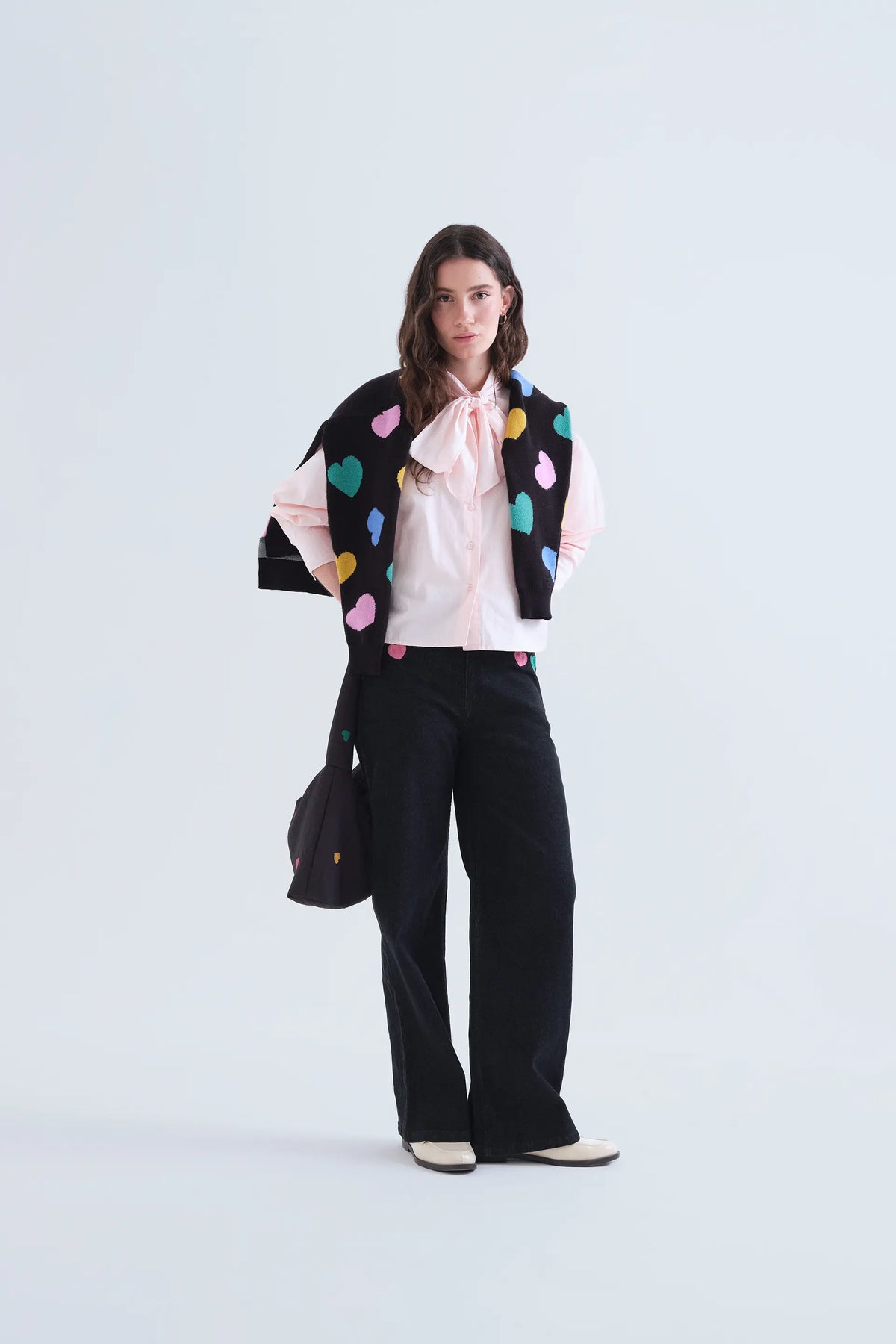 Pantalón vaquero negro con estampado Candy