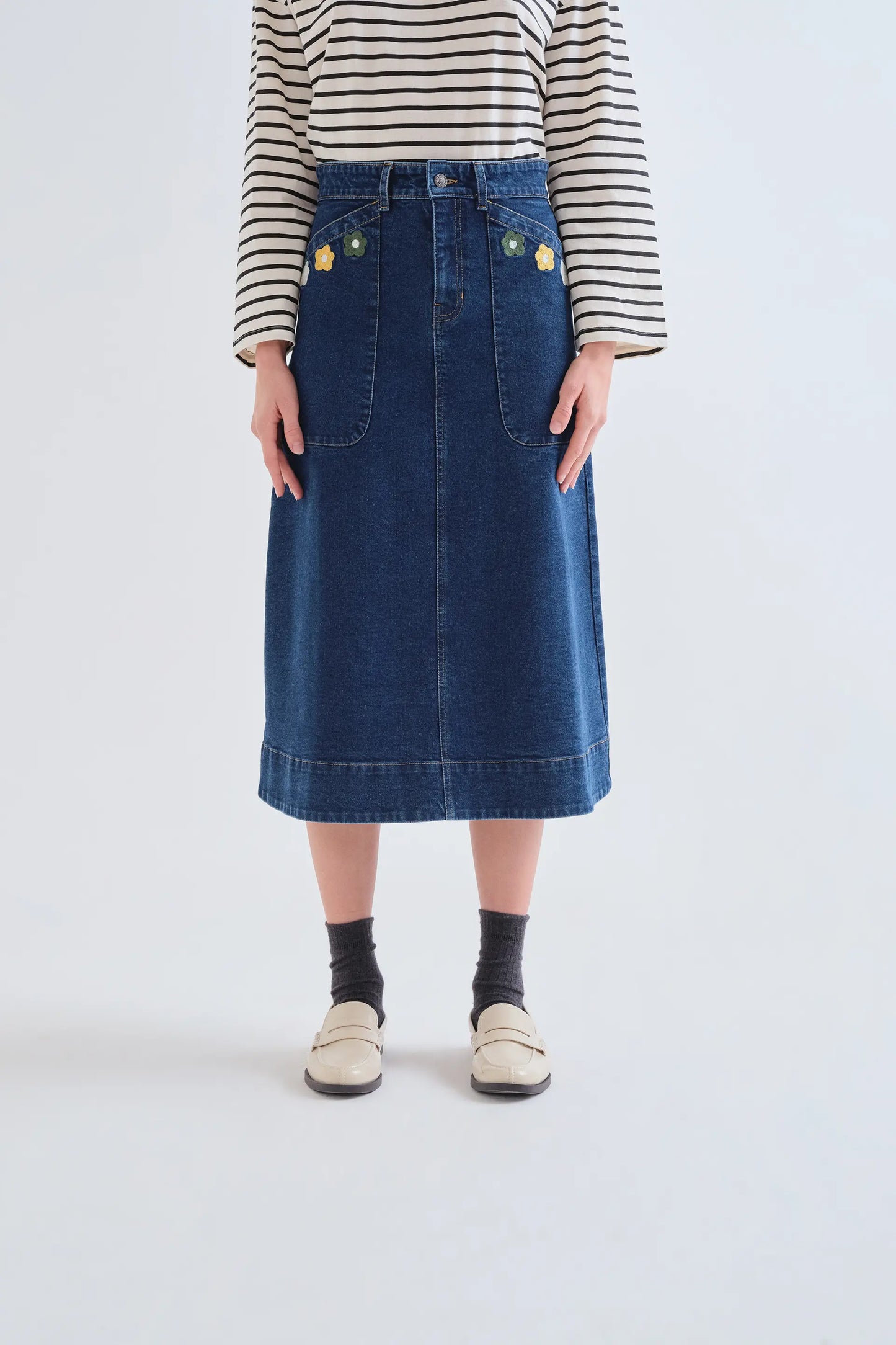 Falda midi mezcla algodón con estampado Euphonia