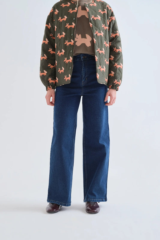 Pantalón vaquero azul marino con bolsillos de corazones