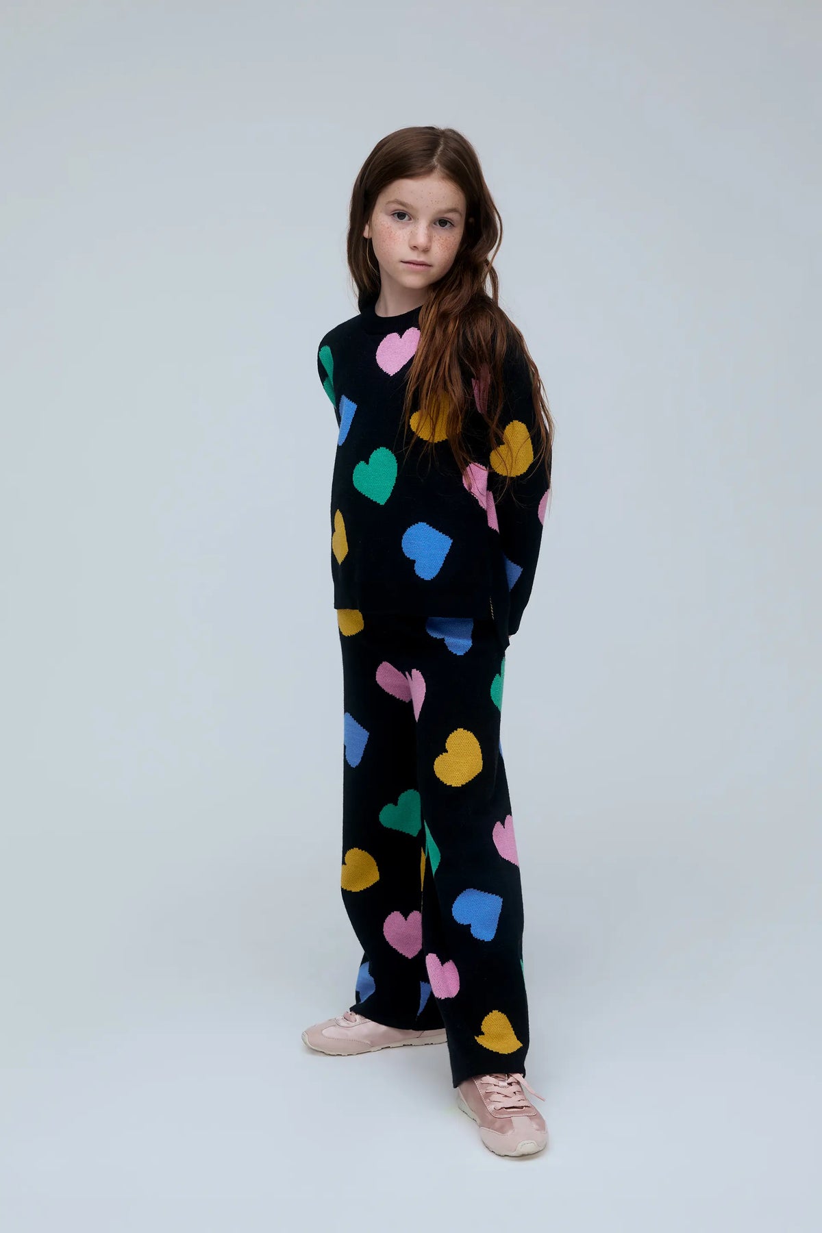 Pantalón punto de niña con estampado Candy