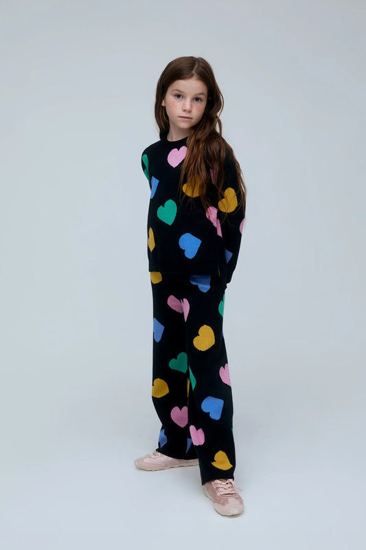 Pantalón punto de niña con estampado Candy