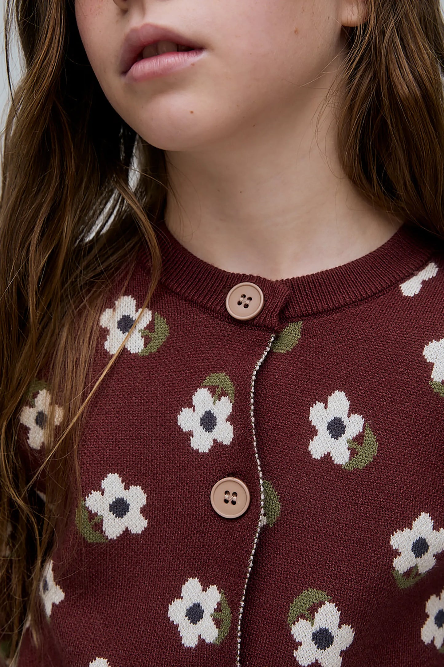 Cardigan in maglia da bambina con stampa Santini
