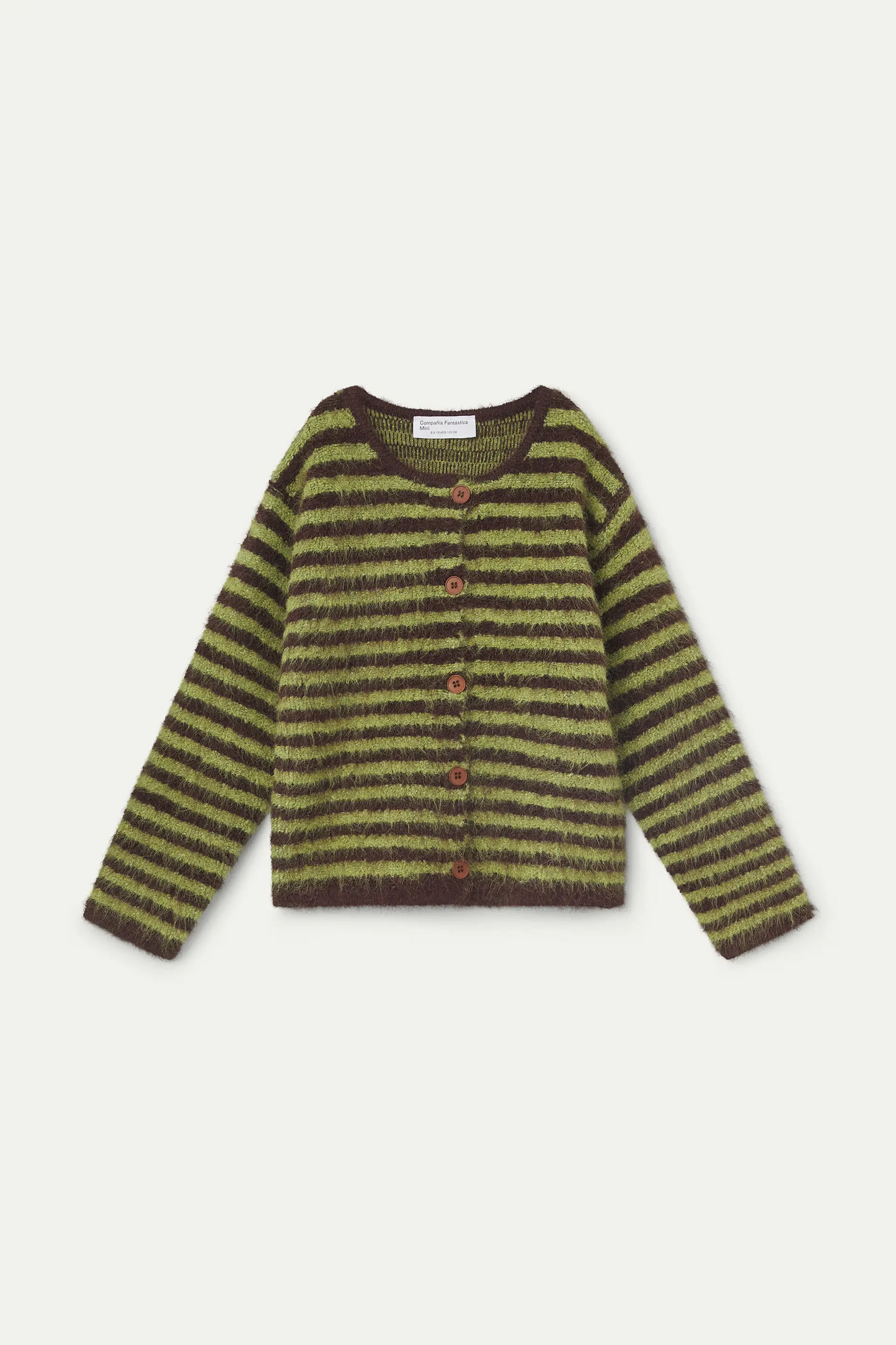 Cárdigan unisex con estampado de rayas verde y marrón